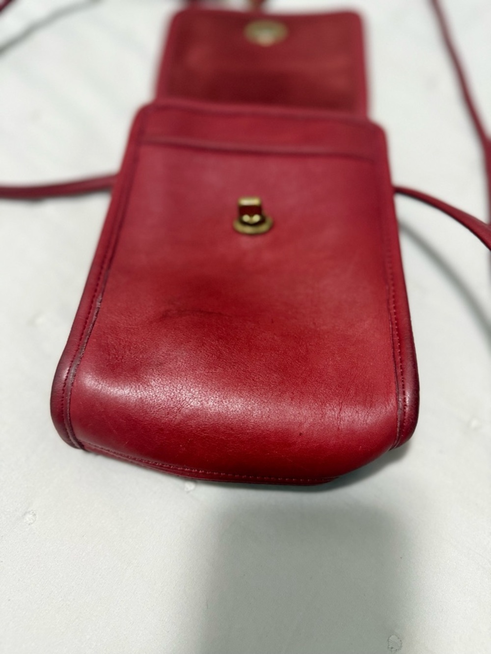 Coach Red Leather Crossbody with Gold Turnlock - Picture 6 of 11